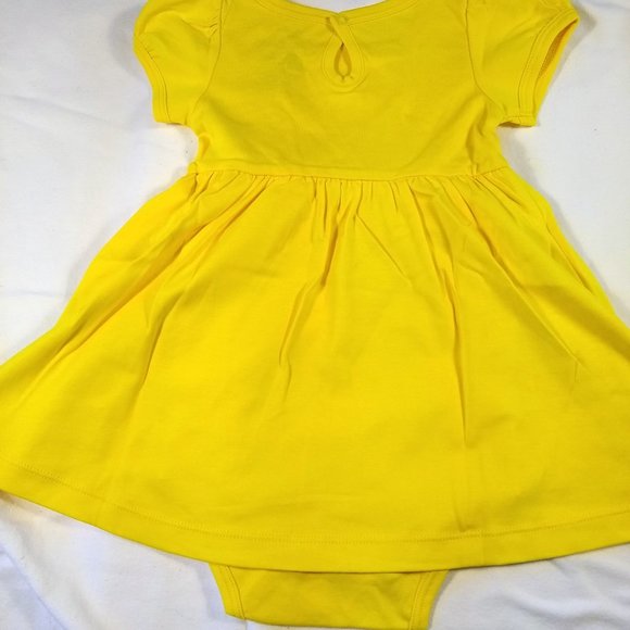 PRIMARY Baby Puff-Sleeve Dress, attached onesie, Sunshine Yellow, size18-24mos. - Picture 8 of 10